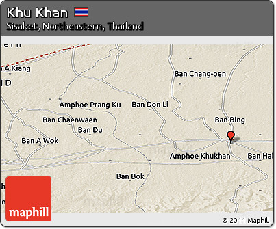 Shaded Relief Panoramic Map of Khu Khan
