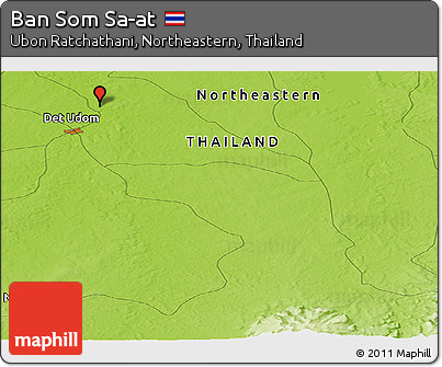 Physical Panoramic Map of Ban Som Sa-at