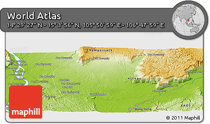 Physical Panoramic Map of the Area around 14° 46' 42" N, 106° 19' 29" E