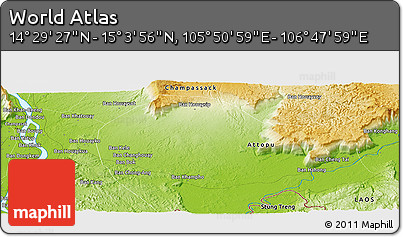 Physical Panoramic Map of the Area around 14° 46' 42" N, 106° 19' 29" E