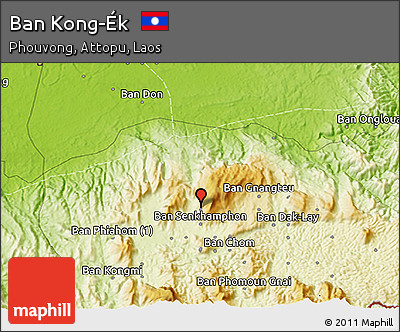 Physical 3D Map of Ban Kong-Ék