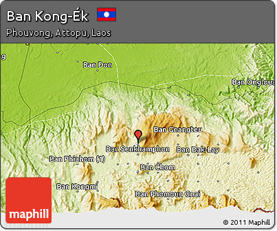 Physical 3D Map of Ban Kong-Ék