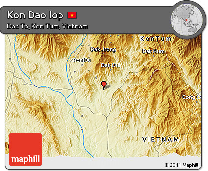 Physical 3D Map of Kon Dao Iop
