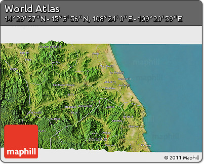 Satellite 3D Map of the Area around 14° 46' 42" N, 108° 52' 30" E