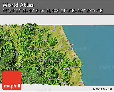 Satellite 3D Map of the Area around 14° 46' 42" N, 108° 52' 30" E