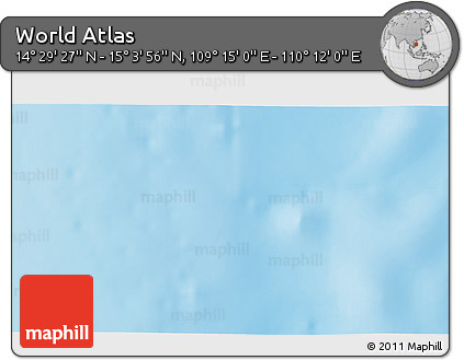 Physical 3D Map of the Area around 14° 46' 42" N, 109° 43' 29" E