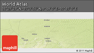 Physical Panoramic Map of the Area around 14° 46' 42" N, 10° 16' 30" E