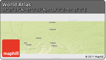 Physical Panoramic Map of the Area around 14° 46' 42" N, 10° 16' 30" E