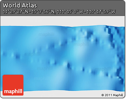 Physical 3D Map of the Area around 14° 46' 42" N, 111° 16' 30" W