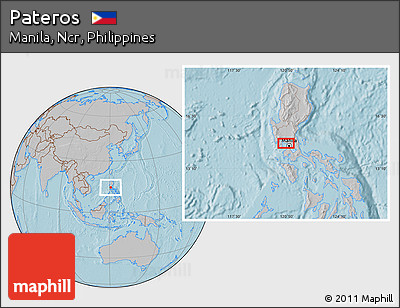 Gray Location Map of Pateros, hill shading