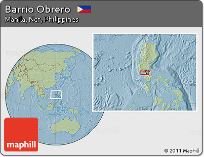 Savanna Style Location Map of Barrio Obrero, hill shading