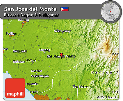 Physical Map of San Jose Del Monte