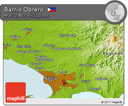 Physical Panoramic Map of Barrio Obrero