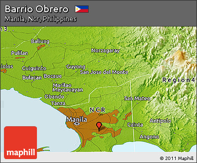 Physical Panoramic Map of Barrio Obrero