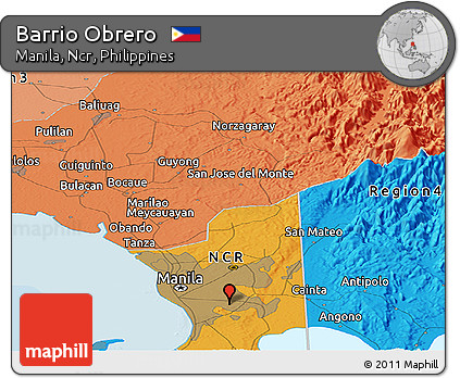 Political Panoramic Map of Barrio Obrero