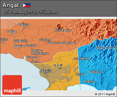 Political Panoramic Map of Angat