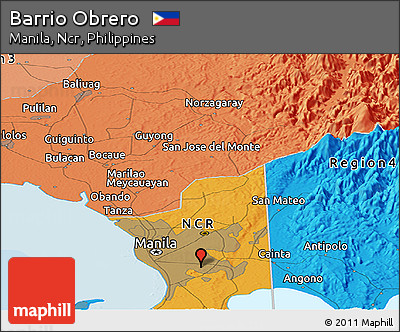 Political Panoramic Map of Barrio Obrero