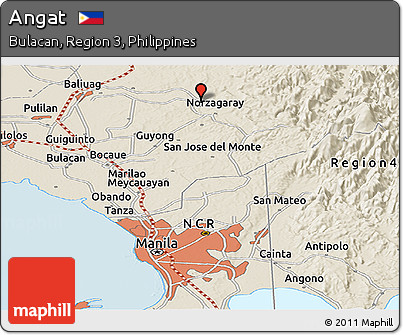 Shaded Relief Panoramic Map of Angat