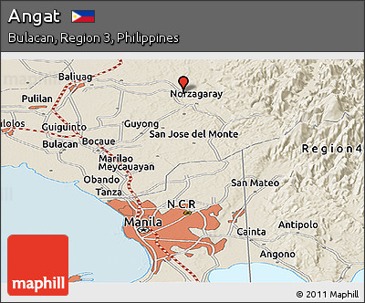 Shaded Relief Panoramic Map of Angat