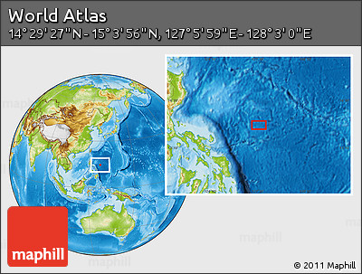 Physical Location Map of the Area around 14° 46' 42" N, 127° 34' 30" E