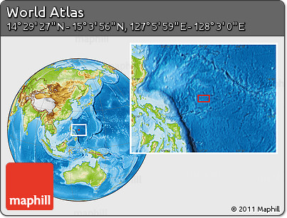 Physical Location Map of the Area around 14° 46' 42" N, 127° 34' 30" E