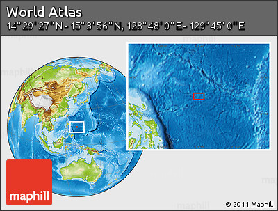 Physical Location Map of the Area around 14° 46' 42" N, 129° 16' 30" E