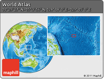 Physical Location Map of the Area around 14° 46' 42" N, 129° 16' 30" E