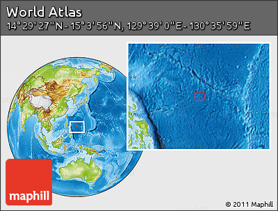 Physical Location Map of the Area around 14° 46' 42" N, 130° 7' 30" E