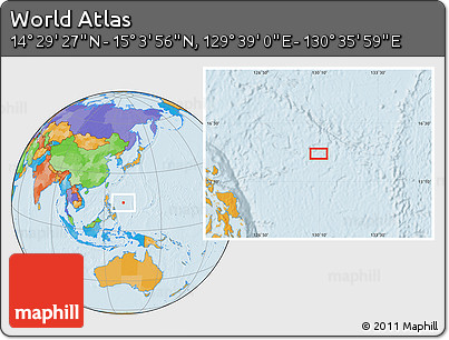 Political Location Map of the Area around 14° 46' 42" N, 130° 7' 30" E