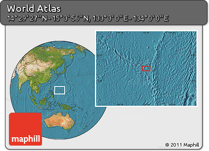 Satellite Location Map of the Area around 14° 46' 42" N, 133° 31' 30" E