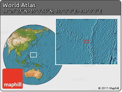 Satellite Location Map of the Area around 14° 46' 42" N, 133° 31' 30" E