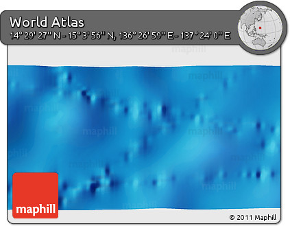 Physical 3D Map of the Area around 14° 46' 42" N, 136° 55' 30" E
