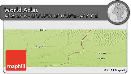 Physical Panoramic Map of the Area around 14° 46' 42" N, 13° 40' 30" E