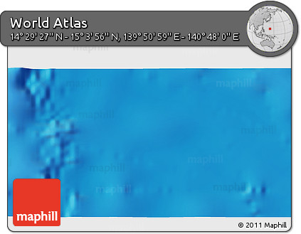 Physical 3D Map of the Area around 14° 46' 42" N, 140° 19' 29" E