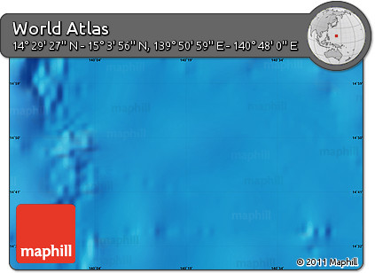 Shaded Relief Map of the Area around 14° 46' 42" N, 140° 19' 29" E