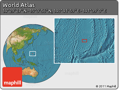 Satellite Location Map of the Area around 14° 46' 42" N, 141° 10' 30" E