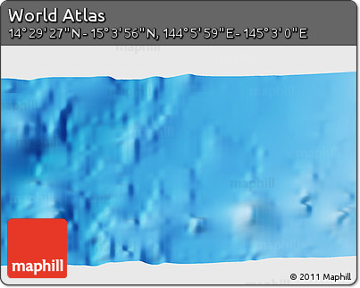 Physical 3D Map of the Area around 14° 46' 42" N, 144° 34' 29" E