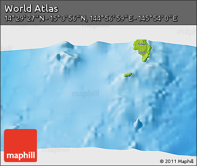 Physical 3D Map of the Area around 14° 46' 42" N, 145° 25' 30" E