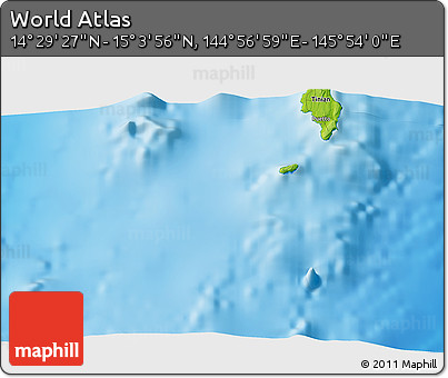 Physical 3D Map of the Area around 14° 46' 42" N, 145° 25' 30" E