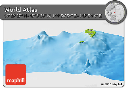 Physical Panoramic Map of the Area around 14° 46' 42" N, 145° 25' 30" E