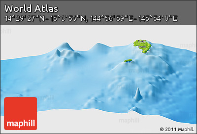 Physical Panoramic Map of the Area around 14° 46' 42" N, 145° 25' 30" E