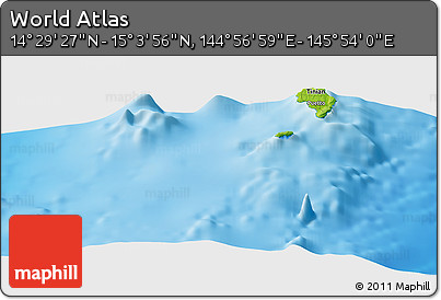Physical Panoramic Map of the Area around 14° 46' 42" N, 145° 25' 30" E