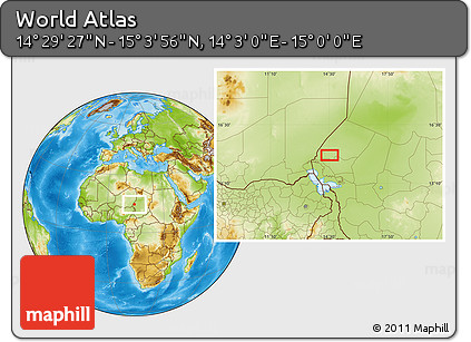 Physical Location Map of the Area around 14° 46' 42" N, 14° 31' 30" E