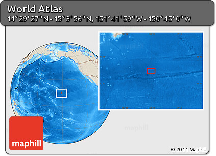 Shaded Relief Location Map of the Area around 14° 46' 42" N, 151° 13' 29" W