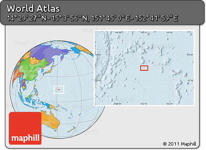 Political Location Map of the Area around 14° 46' 42" N, 152° 13' 29" E
