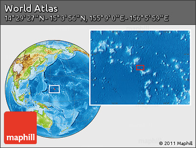 Physical Location Map of the Area around 14° 46' 42" N, 155° 37' 30" E