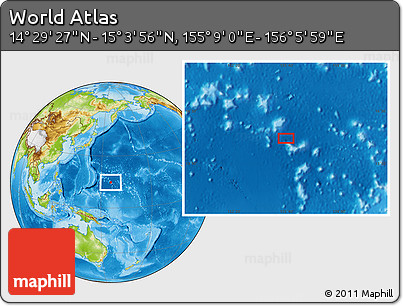 Physical Location Map of the Area around 14° 46' 42" N, 155° 37' 30" E