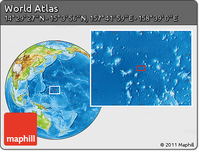 Physical Location Map of the Area around 14° 46' 42" N, 158° 10' 30" E