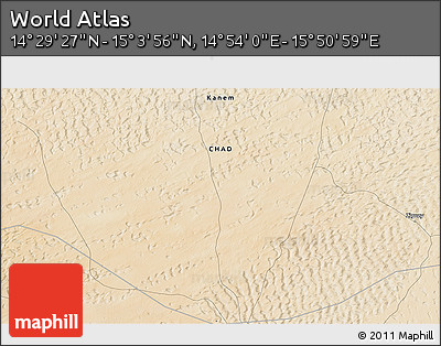 Satellite 3D Map of the Area around 14° 46' 42" N, 15° 22' 30" E