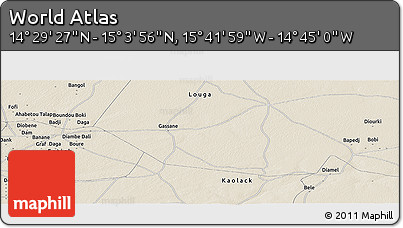 Shaded Relief Panoramic Map of the Area around 14° 46' 42" N, 15° 13' 29" W